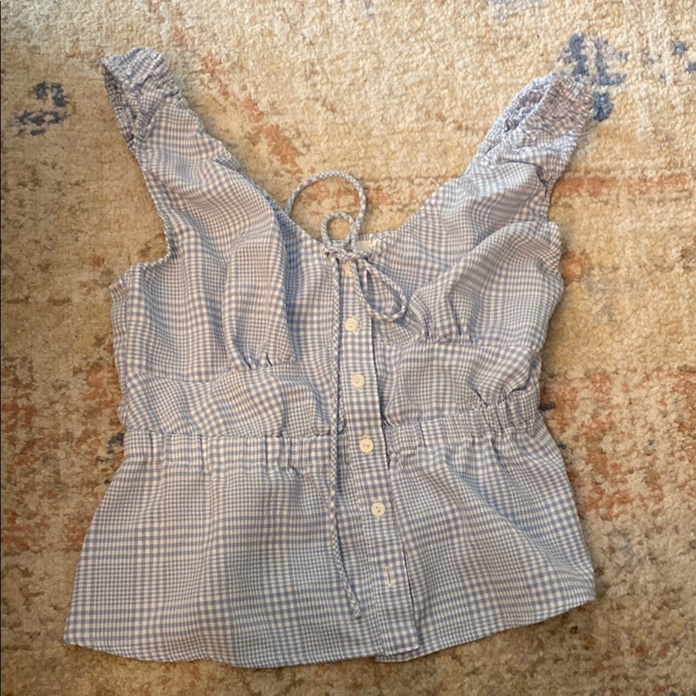 Blue Gingham Sleeveless Top